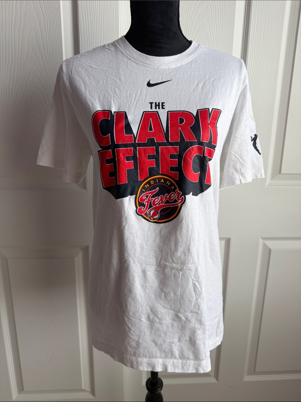 Nike White The Clark Effect Indiana Fever Graphic Tee with Red and Black Print
